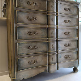 Not For Sale - Meela: Curved breakfront french inspired rustic set of drawers