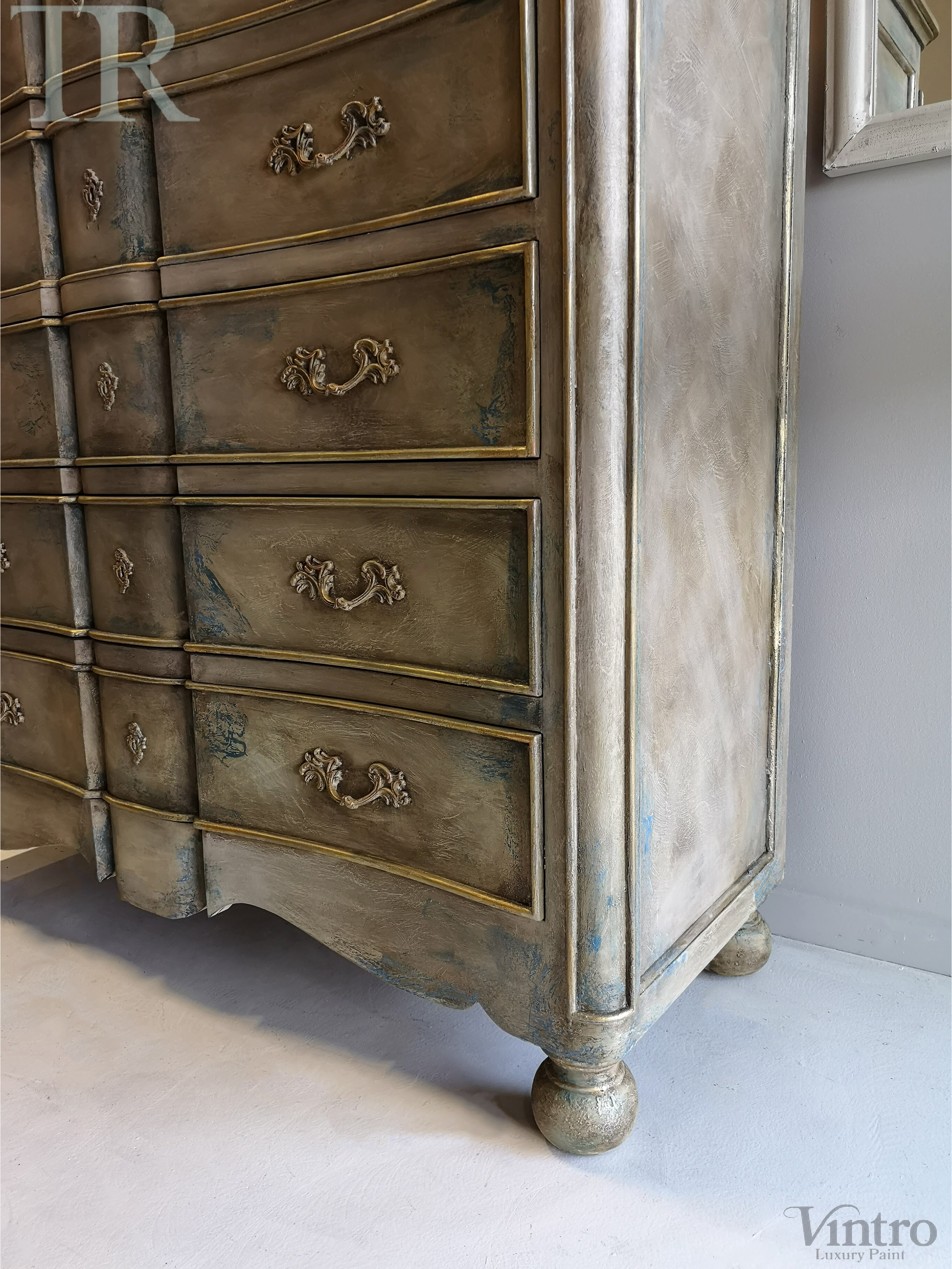 Not For Sale - Meela: Curved breakfront french inspired rustic set of drawers