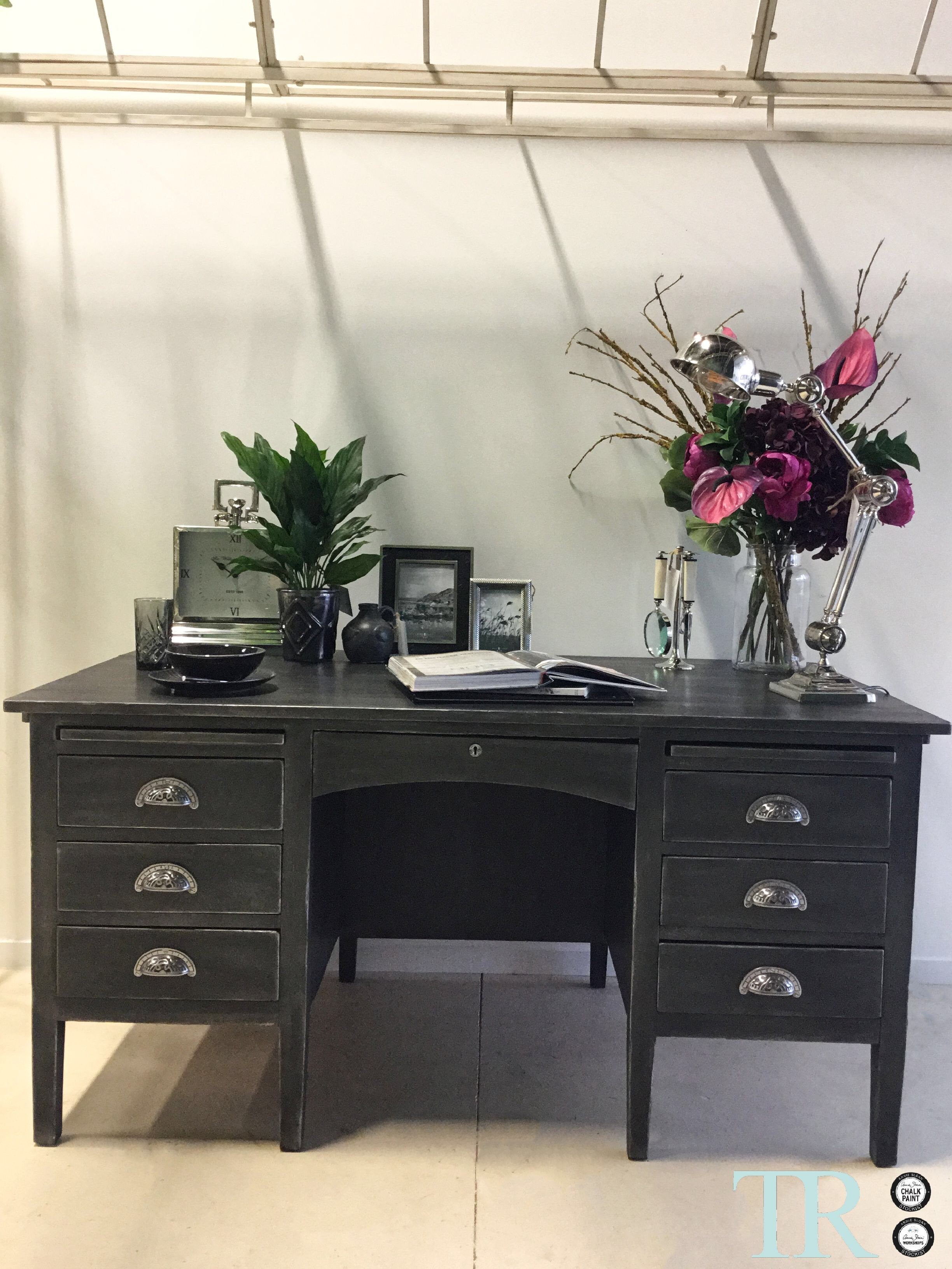Not For Sale - Commissioned Desk in Graphite and French Linen
