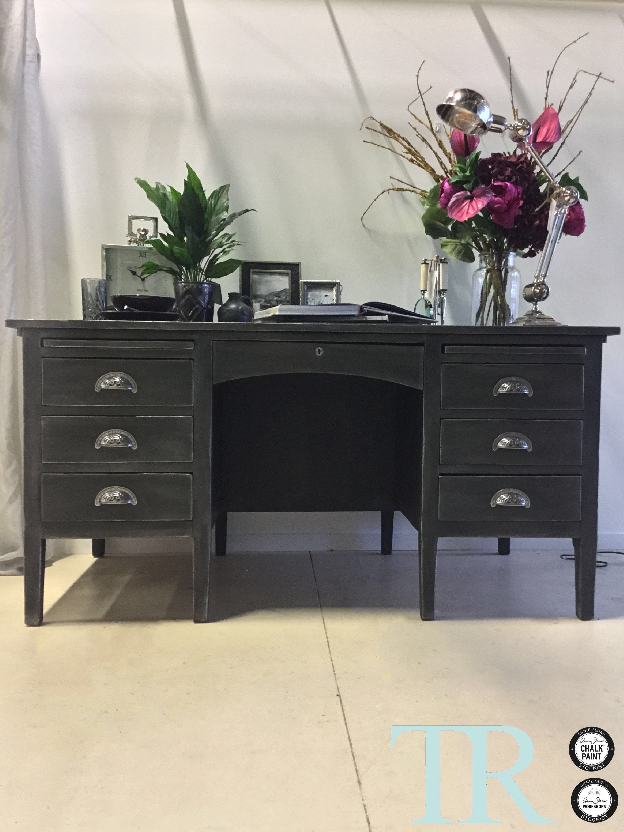 Not For Sale - Commissioned Desk in Graphite and French Linen