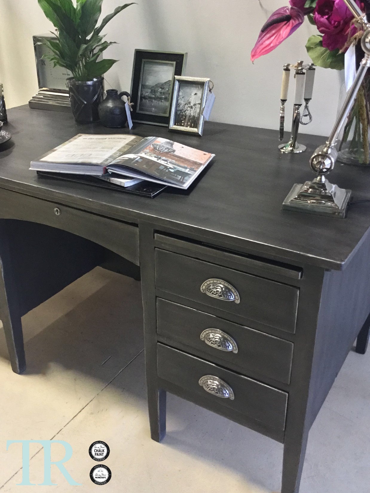 Not For Sale - Commissioned Desk in Graphite and French Linen