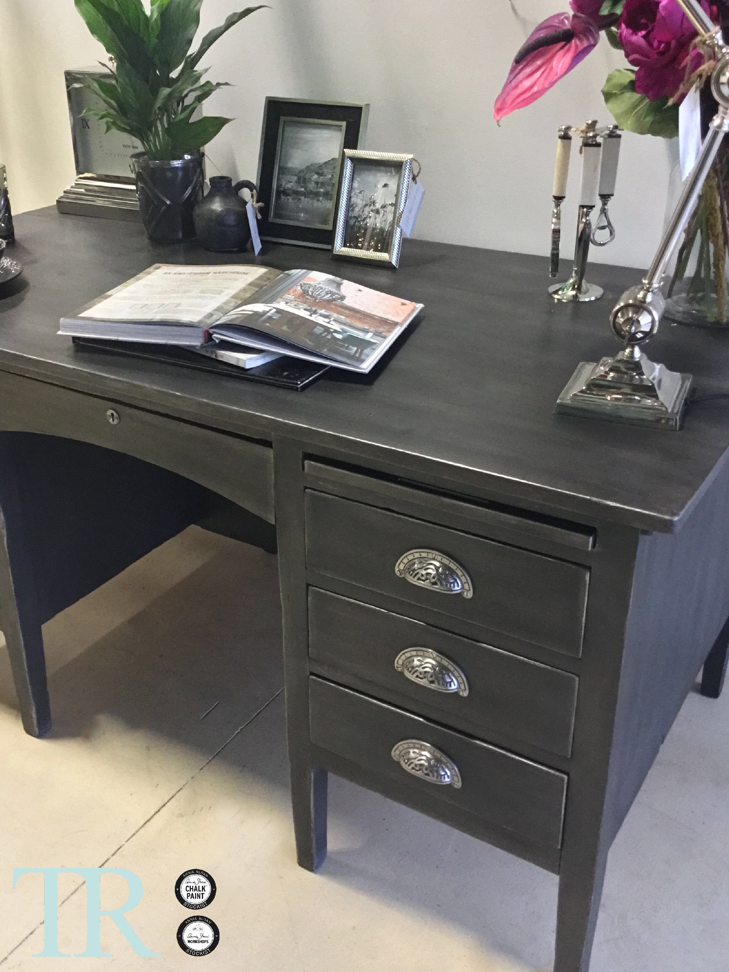 Not For Sale - Commissioned Desk in Graphite and French Linen