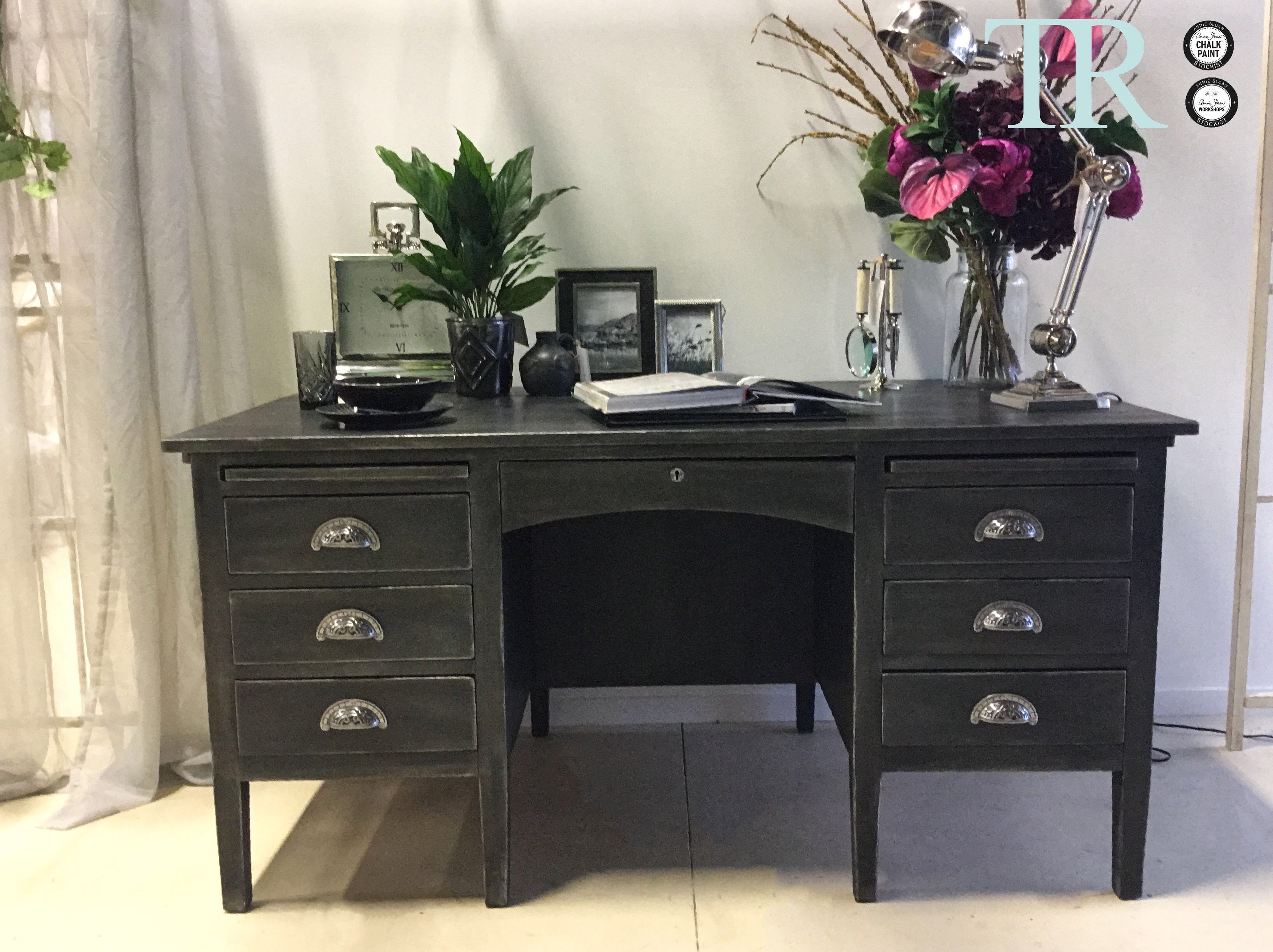 Not For Sale - Commissioned Desk in Graphite and French Linen