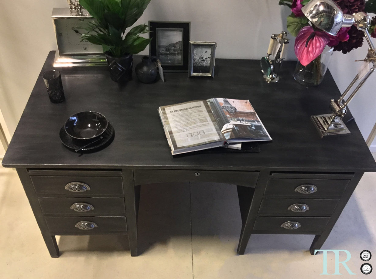 Not For Sale - Commissioned Desk in Graphite and French Linen