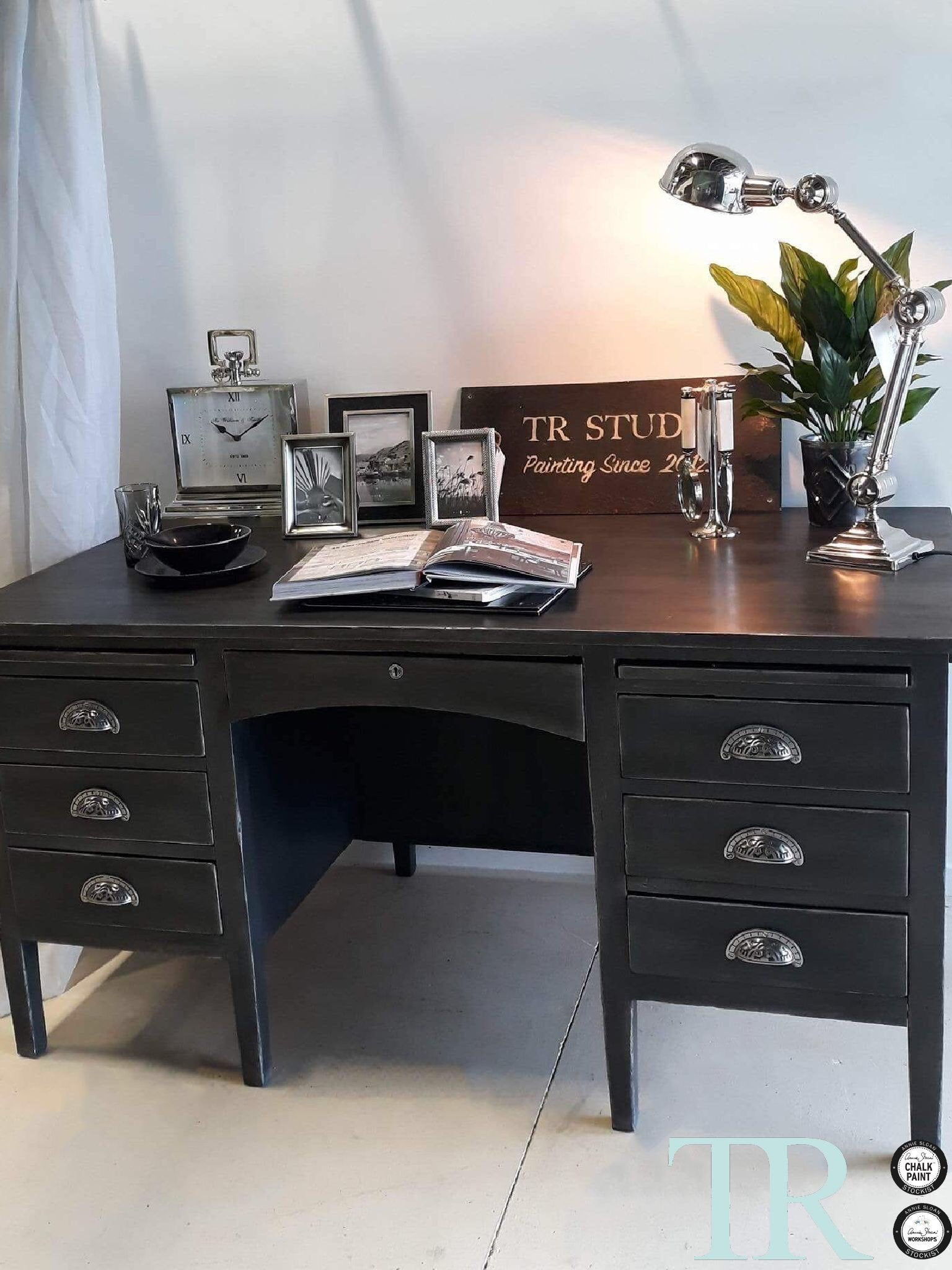 Not For Sale - Commissioned Desk in Graphite and French Linen