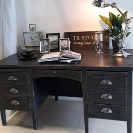 Not For Sale - Commissioned Desk in Graphite and French Linen