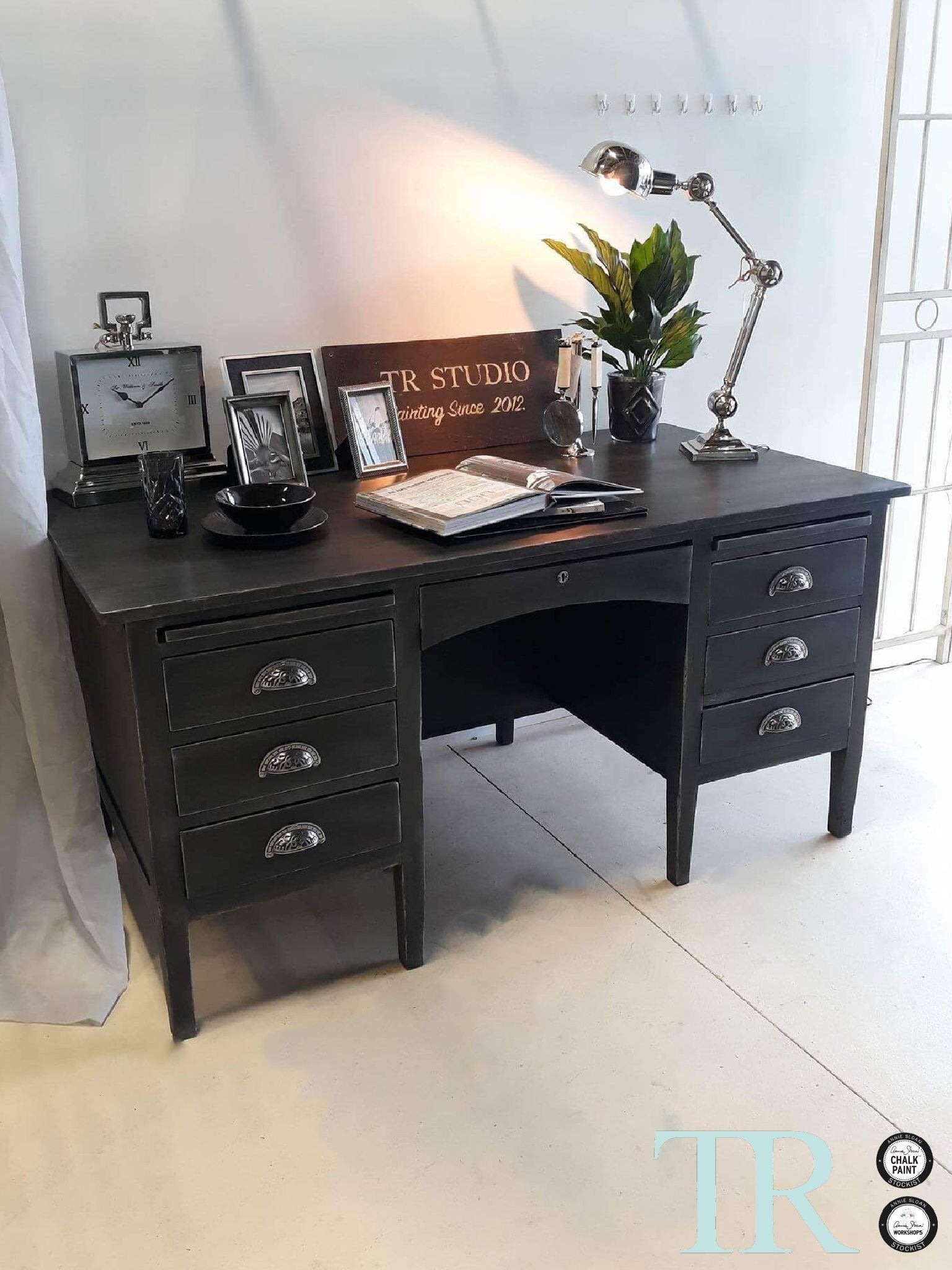 Not For Sale - Commissioned Desk in Graphite and French Linen