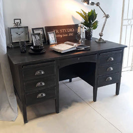 Not For Sale - Commissioned Desk in Graphite and French Linen