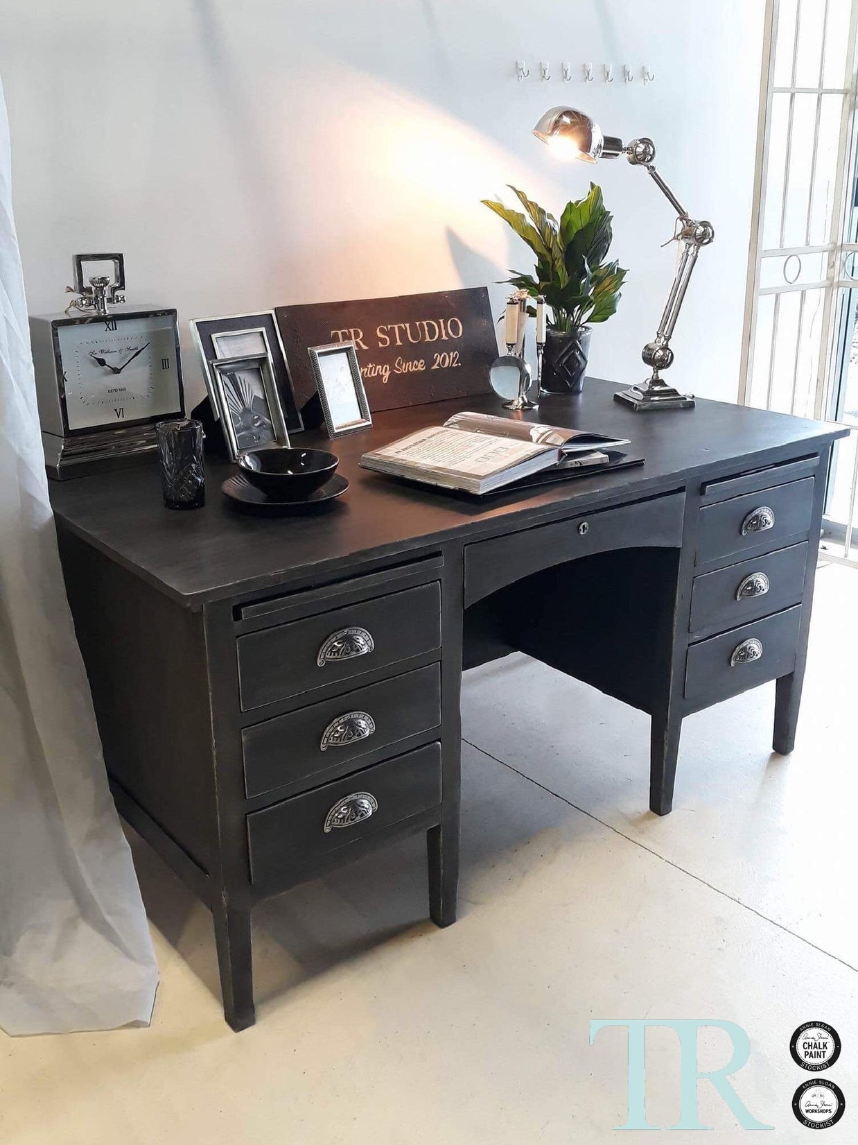 Not For Sale - Commissioned Desk in Graphite and French Linen