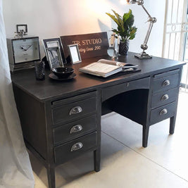 Not For Sale - Commissioned Desk in Graphite and French Linen