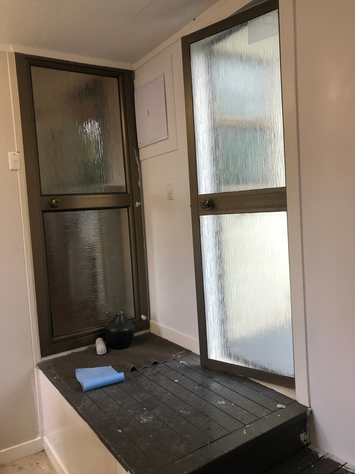 Not For Sale - Rustic Metallic finish done over glass doors