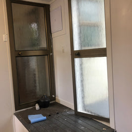 Not For Sale - Rustic Metallic finish done over glass doors