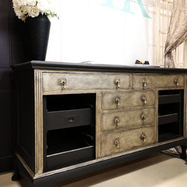 Not For Sale - TR Service counter in Victorian Black No Seal  Paint with textured & aged Champagne Gold front.