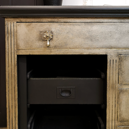 Not For Sale - TR Service counter in Victorian Black No Seal  Paint with textured & aged Champagne Gold front.