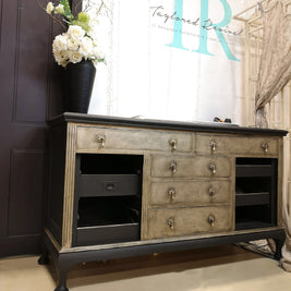 Not For Sale - TR Service counter in Victorian Black No Seal  Paint with textured & aged Champagne Gold front.