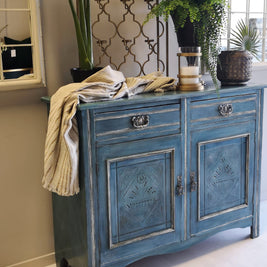 Not For Sale - Delta: Hand painted & glazed Blue Lacquered sideboard