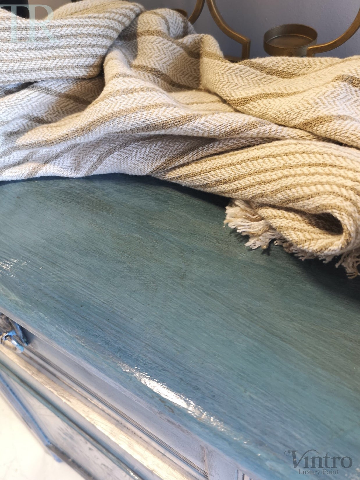 Not For Sale - Delta: Hand painted & glazed Blue Lacquered sideboard