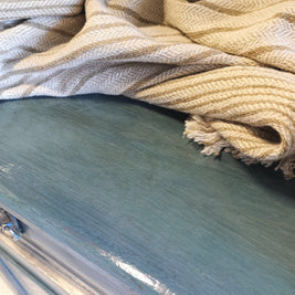 Not For Sale - Delta: Hand painted & glazed Blue Lacquered sideboard
