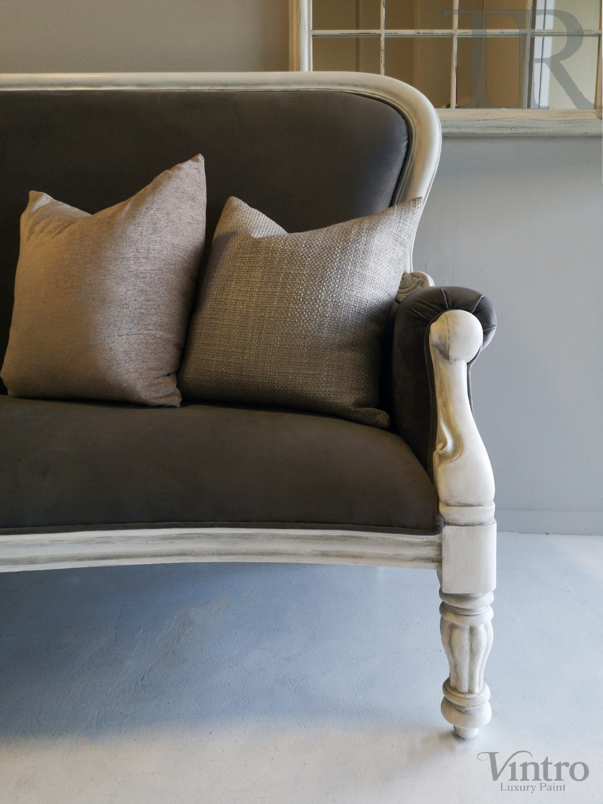Not For Sale - Megan: Grey Velvet Seater .