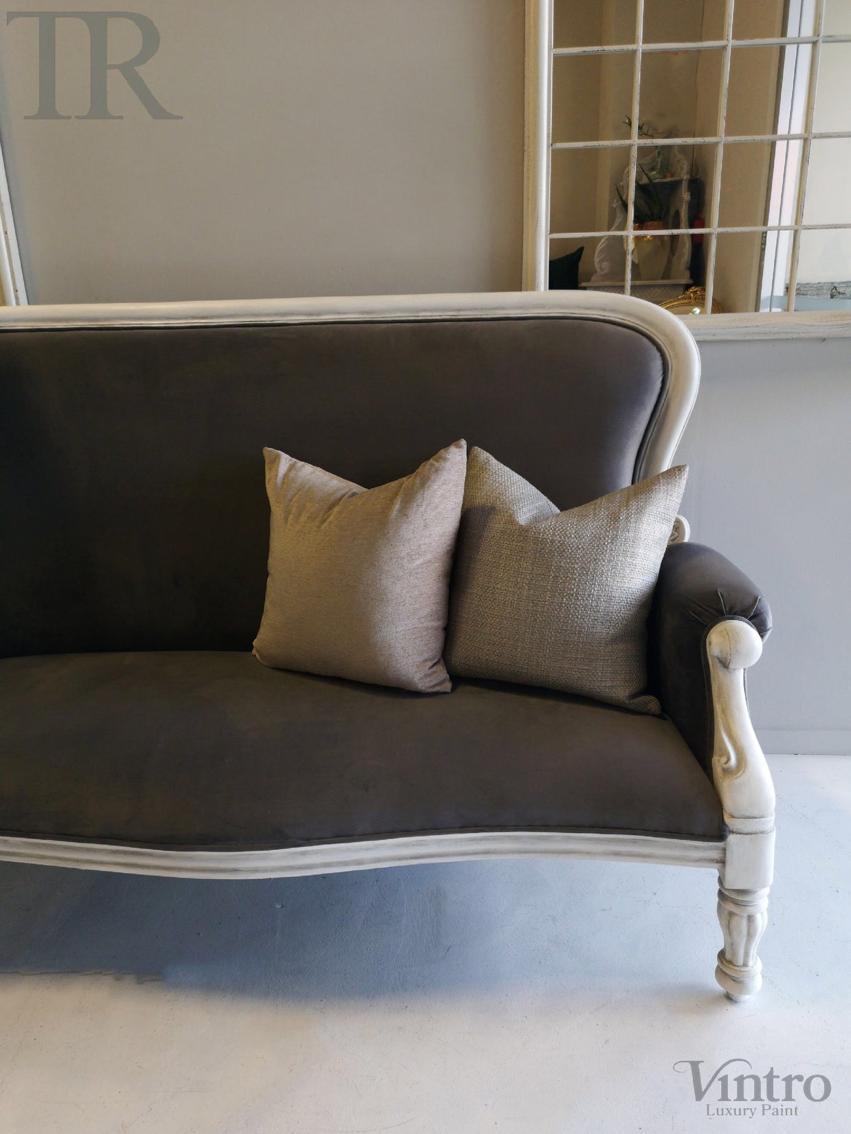 Not For Sale - Megan: Grey Velvet Seater .
