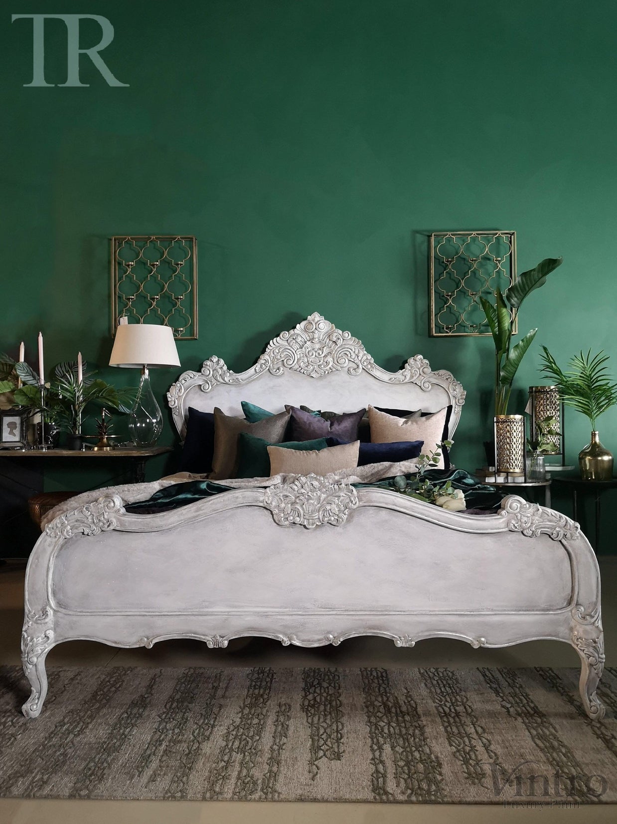 Not For Sale - Varena: French Style bed in bespoke hand painted finish
