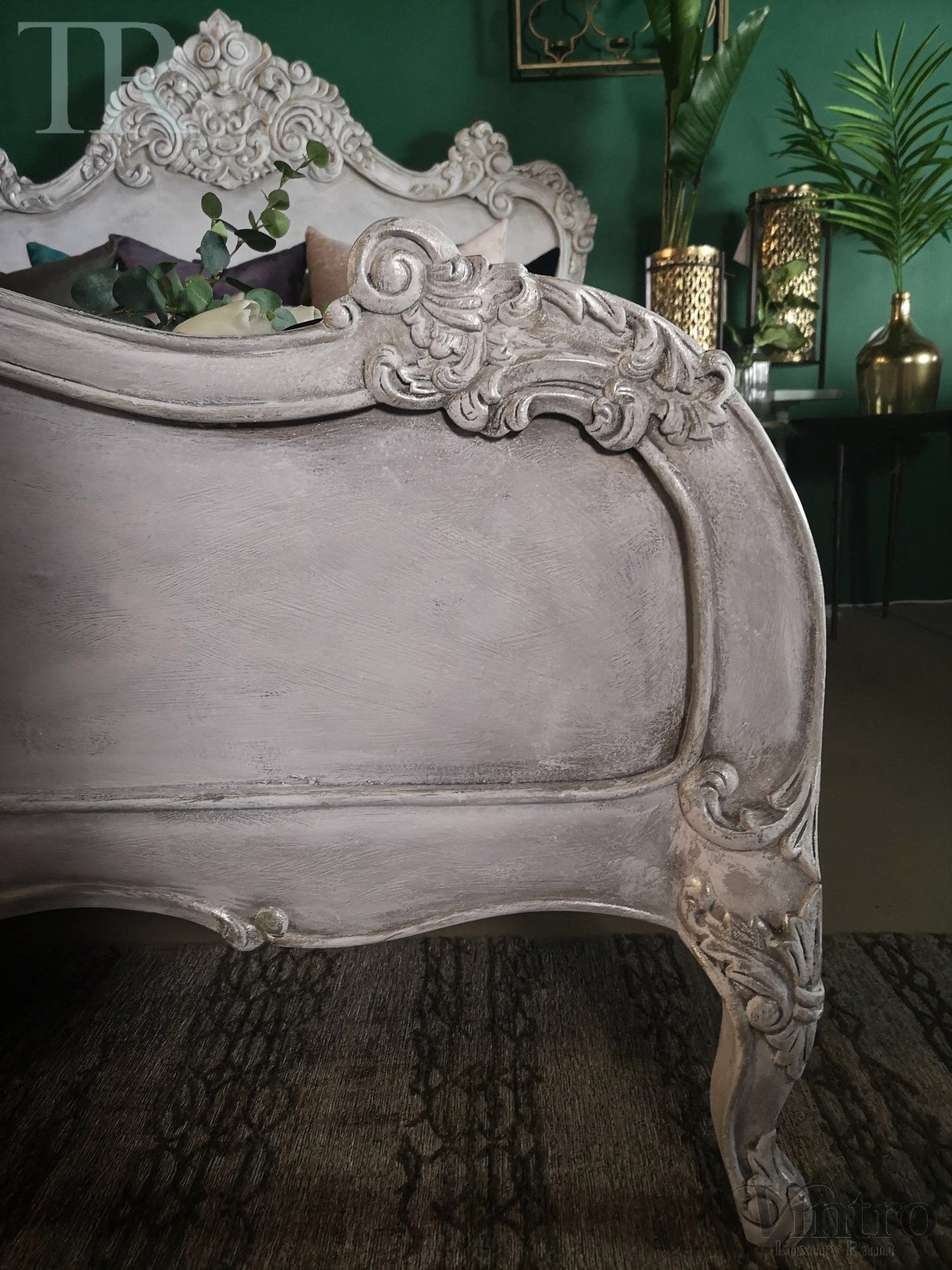 Not For Sale - Varena: French Style bed in bespoke hand painted finish