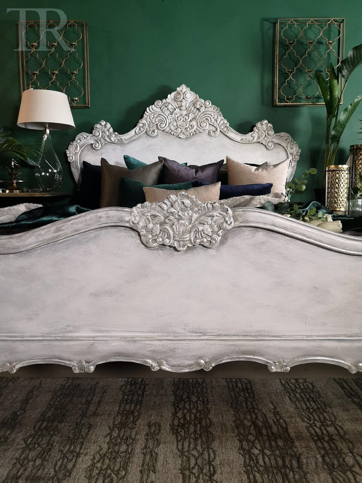 Not For Sale - Varena: French Style bed in bespoke hand painted finish