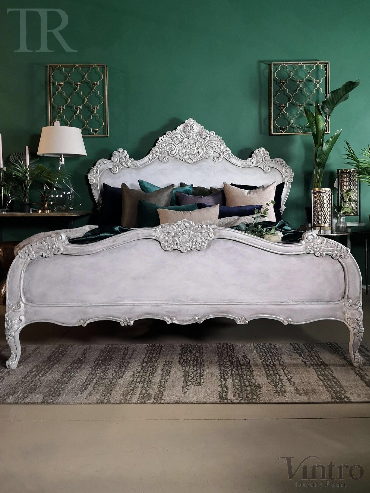 Not For Sale - Varena: French Style bed in bespoke hand painted finish