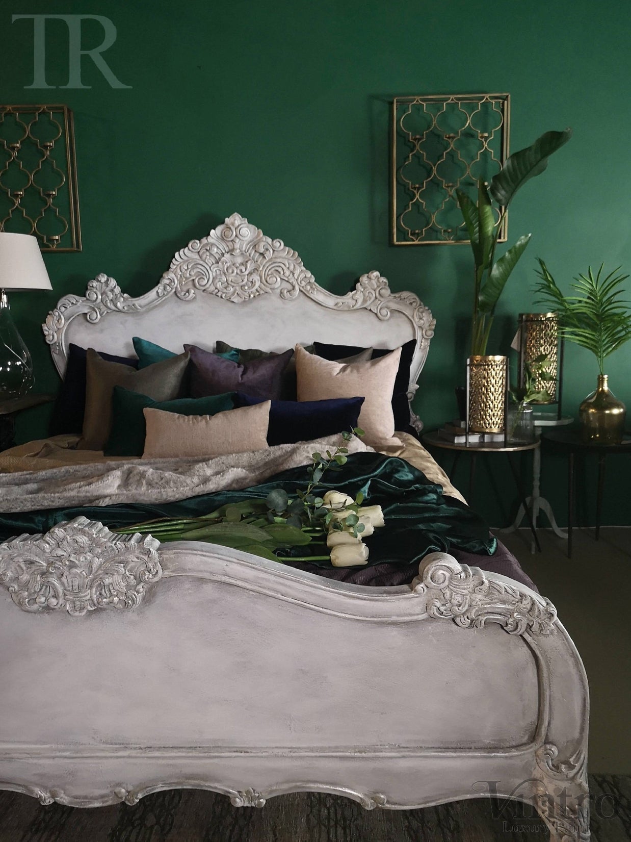 Not For Sale - Varena: French Style bed in bespoke hand painted finish