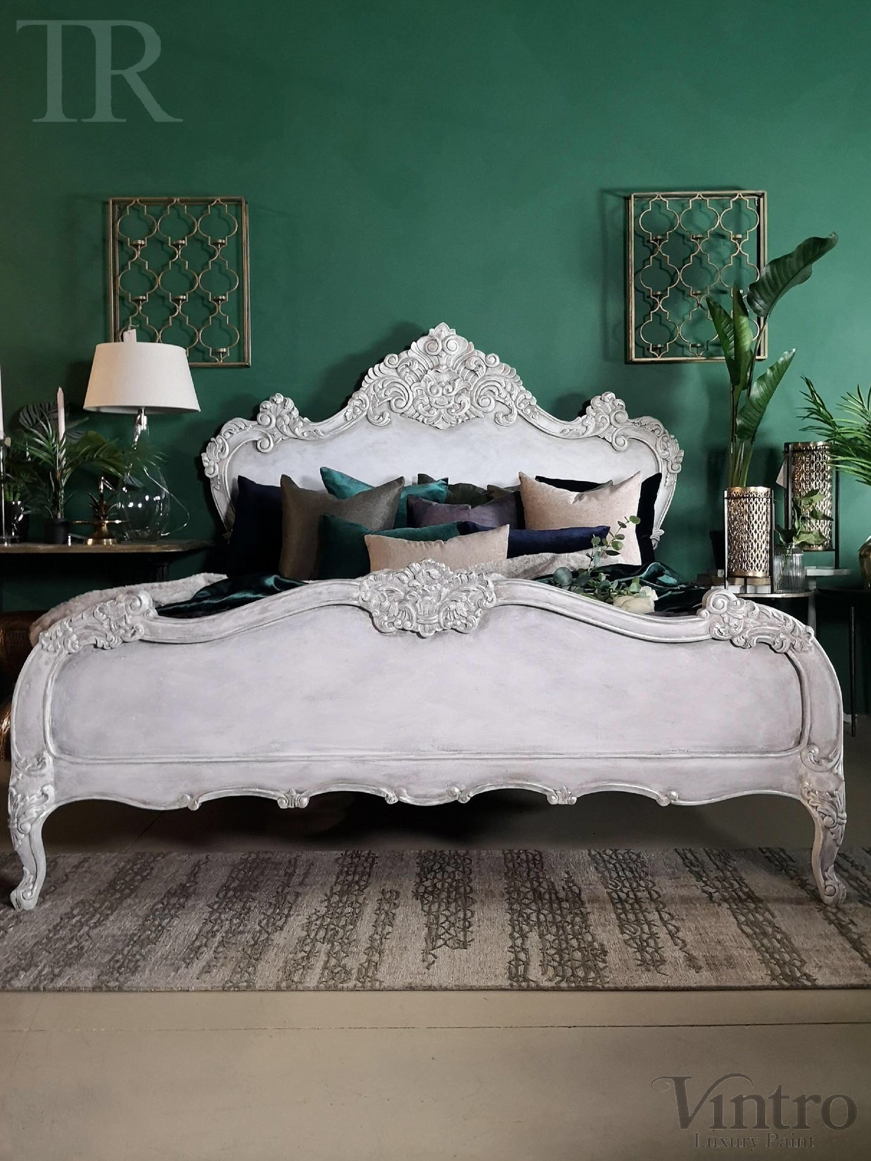 Not For Sale - Varena: French Style bed in bespoke hand painted finish