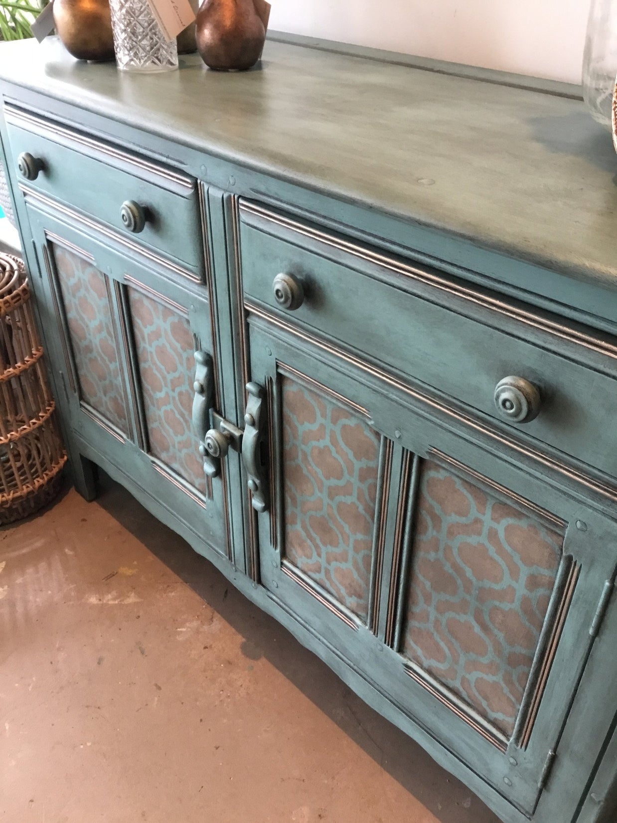 Not For Sale - Ira: Oak hand painted & stencilled sideboard