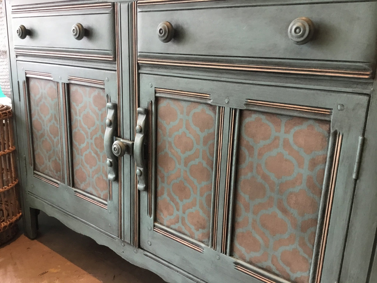 Not For Sale - Ira: Oak hand painted & stencilled sideboard