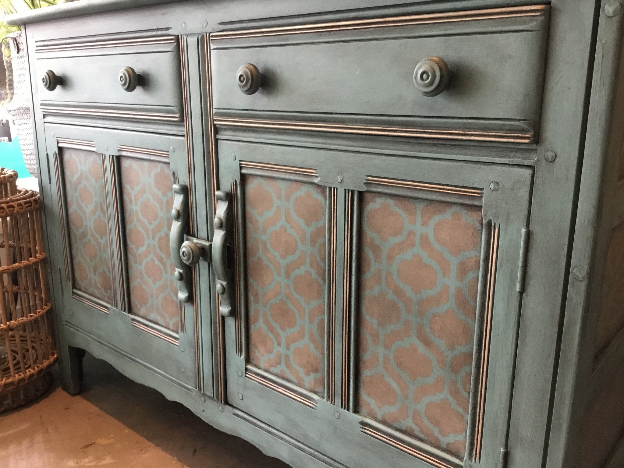 Not For Sale - Ira: Oak hand painted & stencilled sideboard