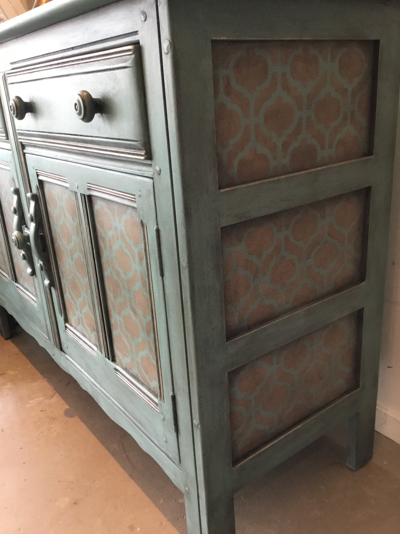 Not For Sale - Ira: Oak hand painted & stencilled sideboard