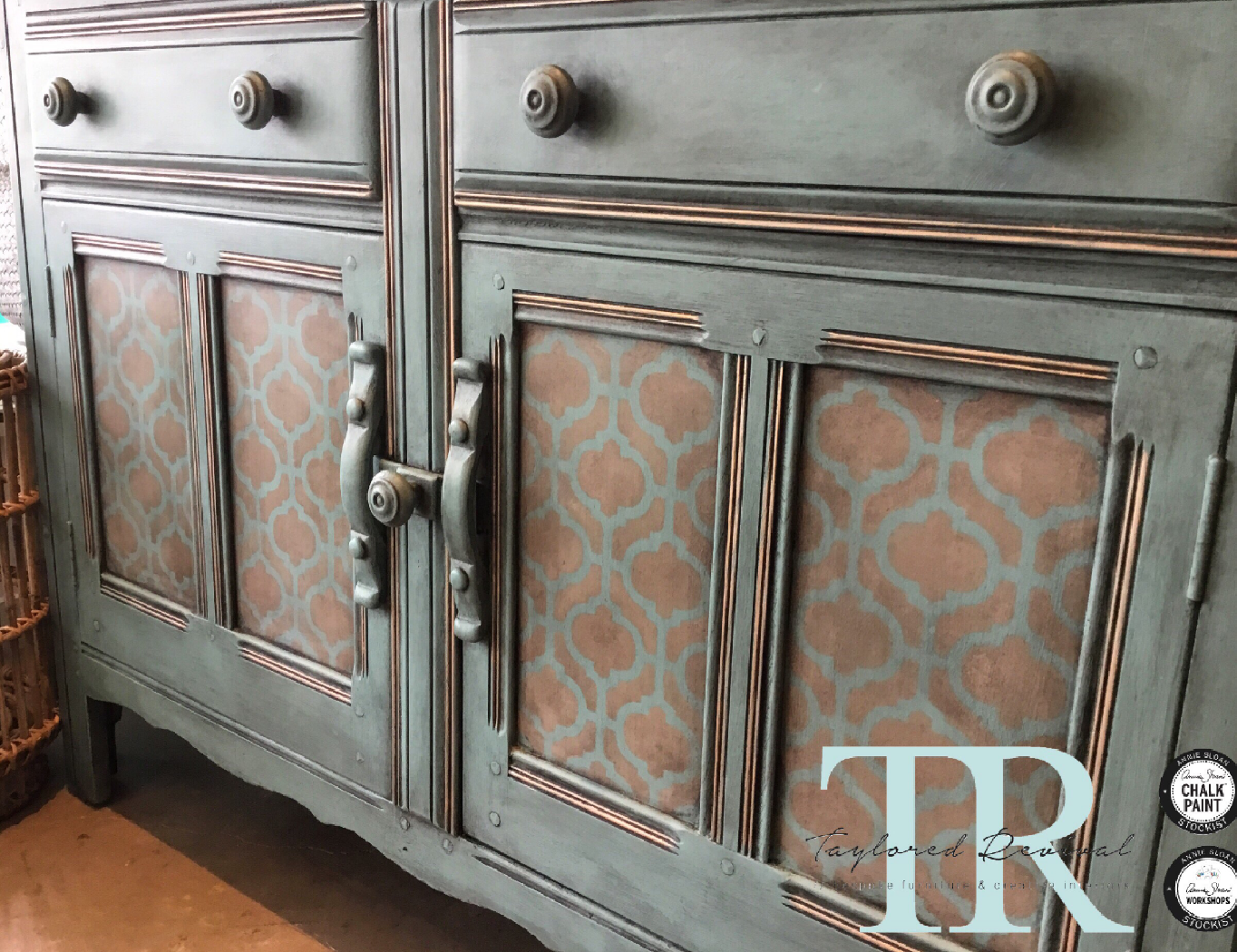 Not For Sale - Ira: Oak hand painted & stencilled sideboard