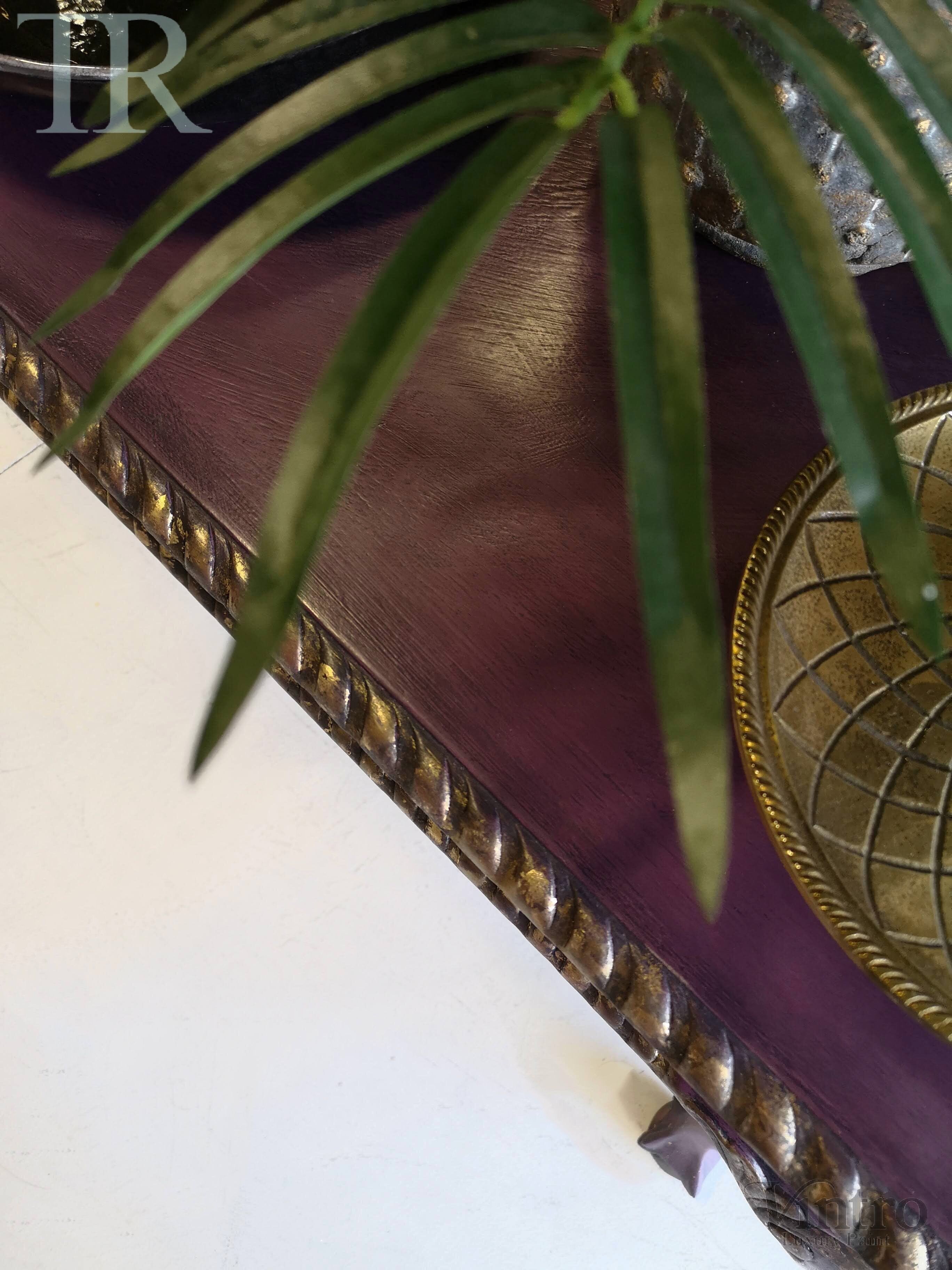 Not For Sale - Amira, Hall / Sofa Table or desk in rich Old Mauve with distressed gold