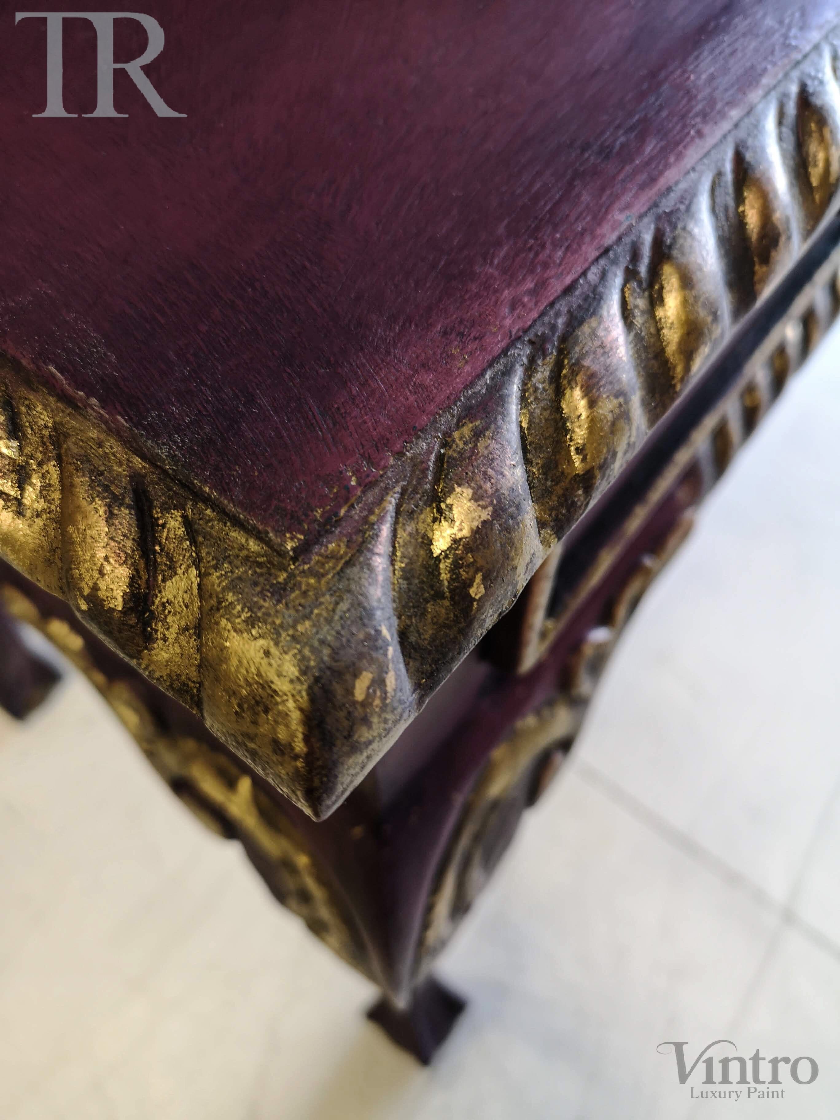 Not For Sale - Amira, Hall / Sofa Table or desk in rich Old Mauve with distressed gold