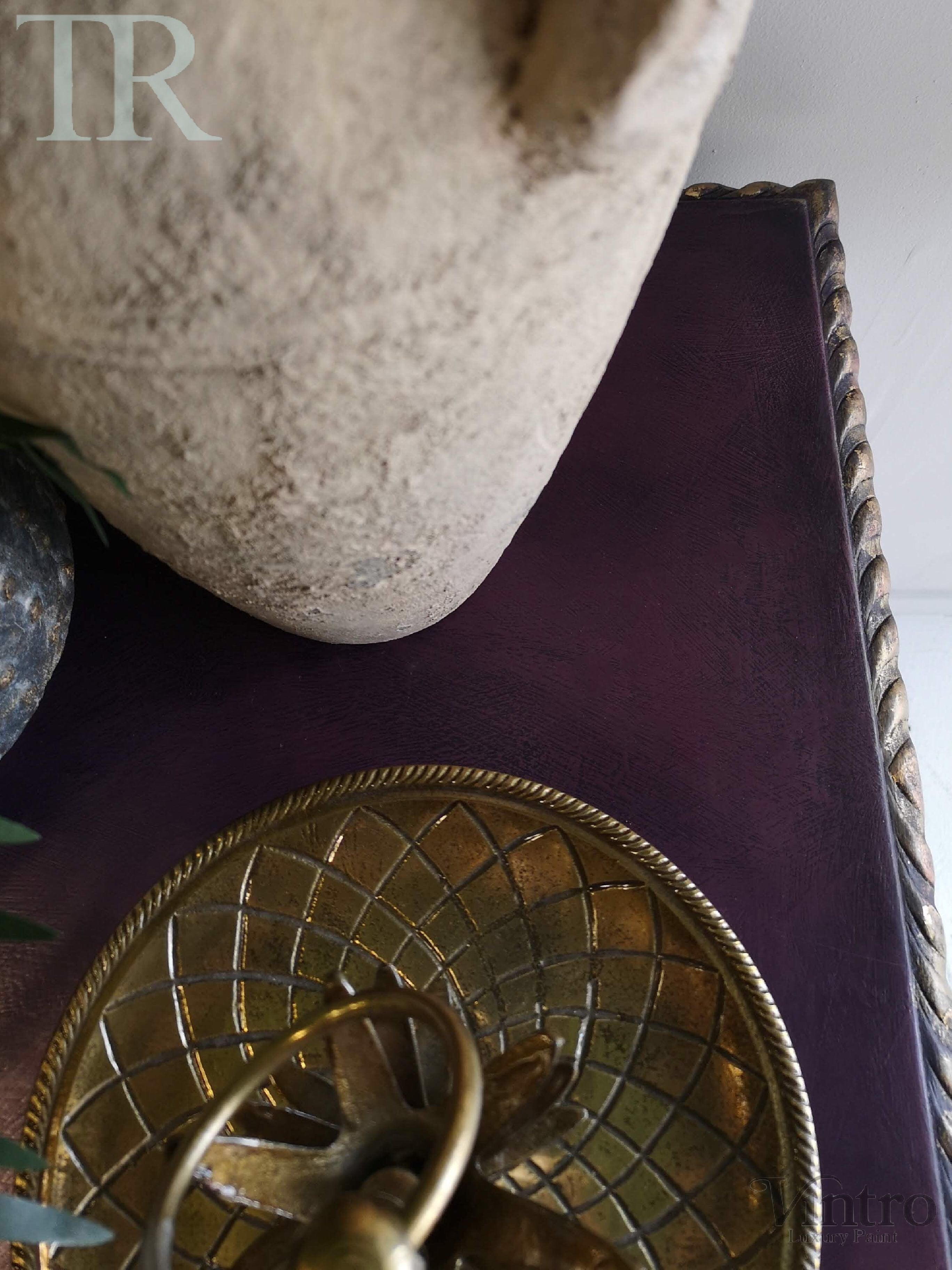 Not For Sale - Amira, Hall / Sofa Table or desk in rich Old Mauve with distressed gold