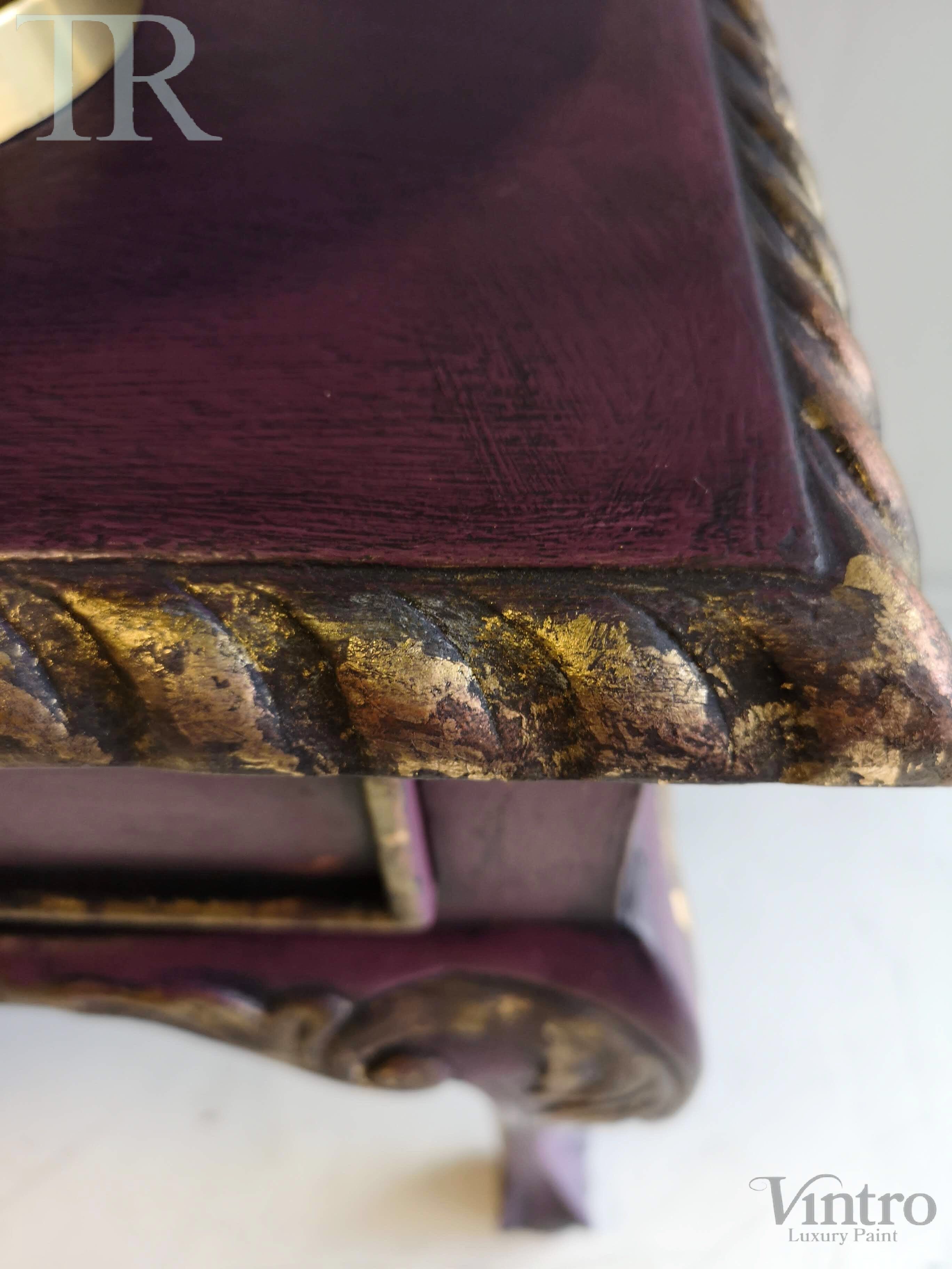 Not For Sale - Amira, Hall / Sofa Table or desk in rich Old Mauve with distressed gold
