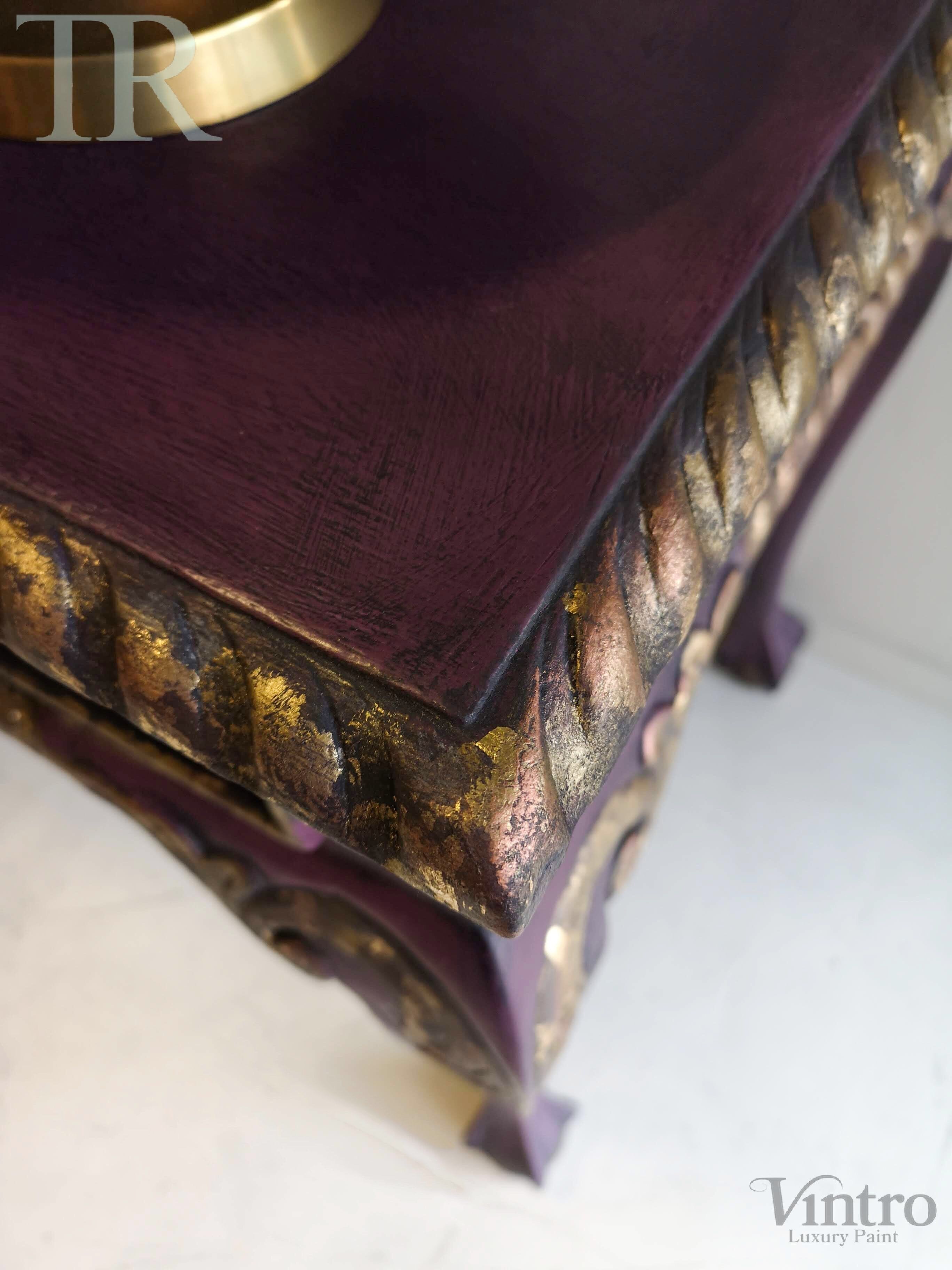 Not For Sale - Amira, Hall / Sofa Table or desk in rich Old Mauve with distressed gold