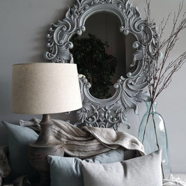 Not For Sale - Giselle: Carved Solid Wood mirror in soft blues.
