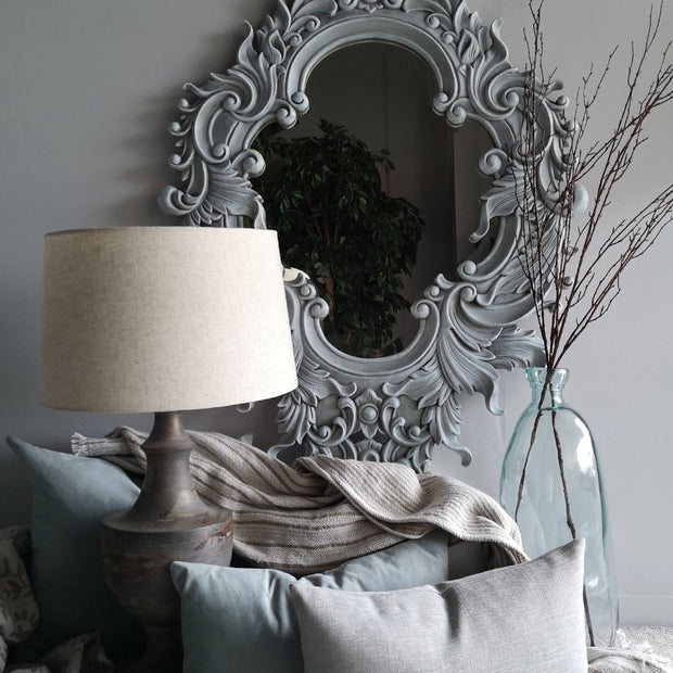 Not For Sale - Giselle: Carved Solid Wood mirror in soft blues.