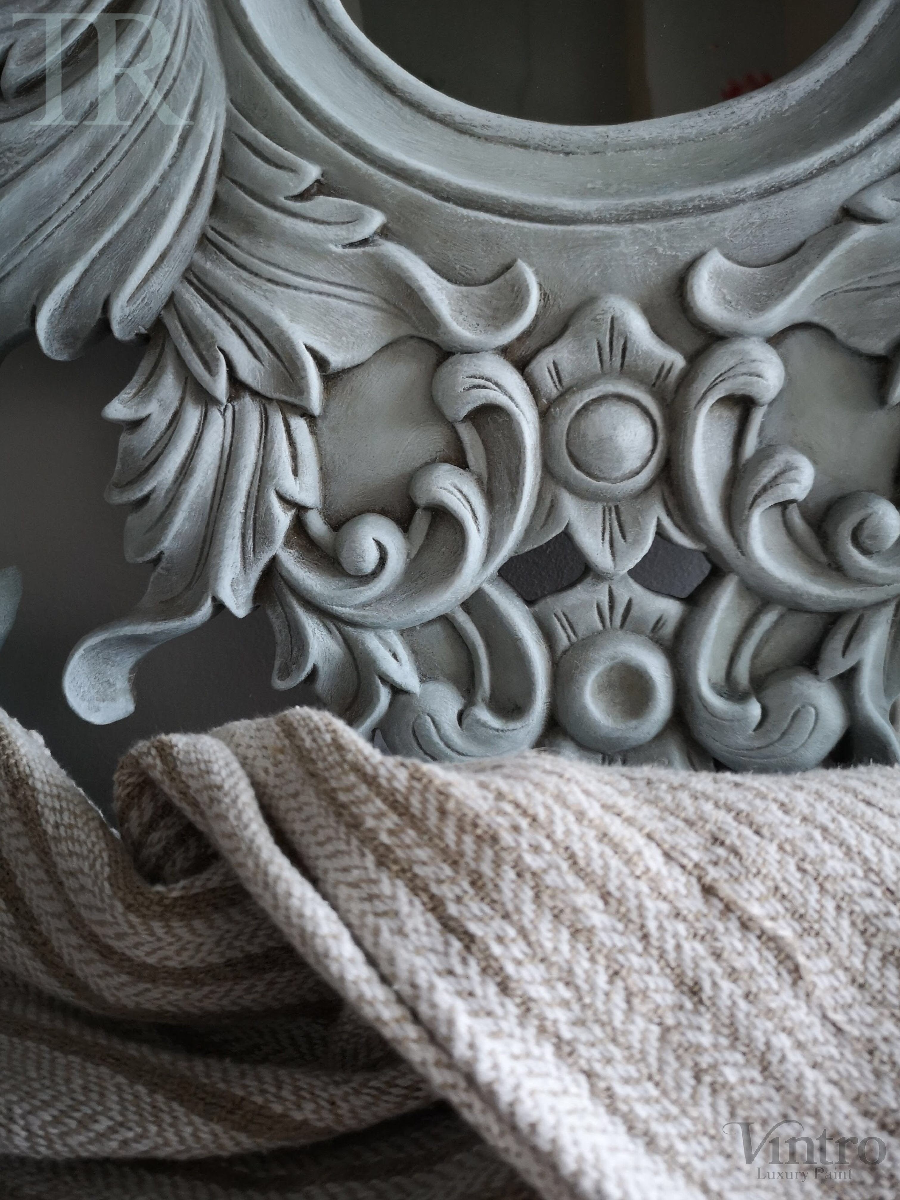 Not For Sale - Giselle: Carved Solid Wood mirror in soft blues.