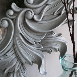 Not For Sale - Giselle: Carved Solid Wood mirror in soft blues.