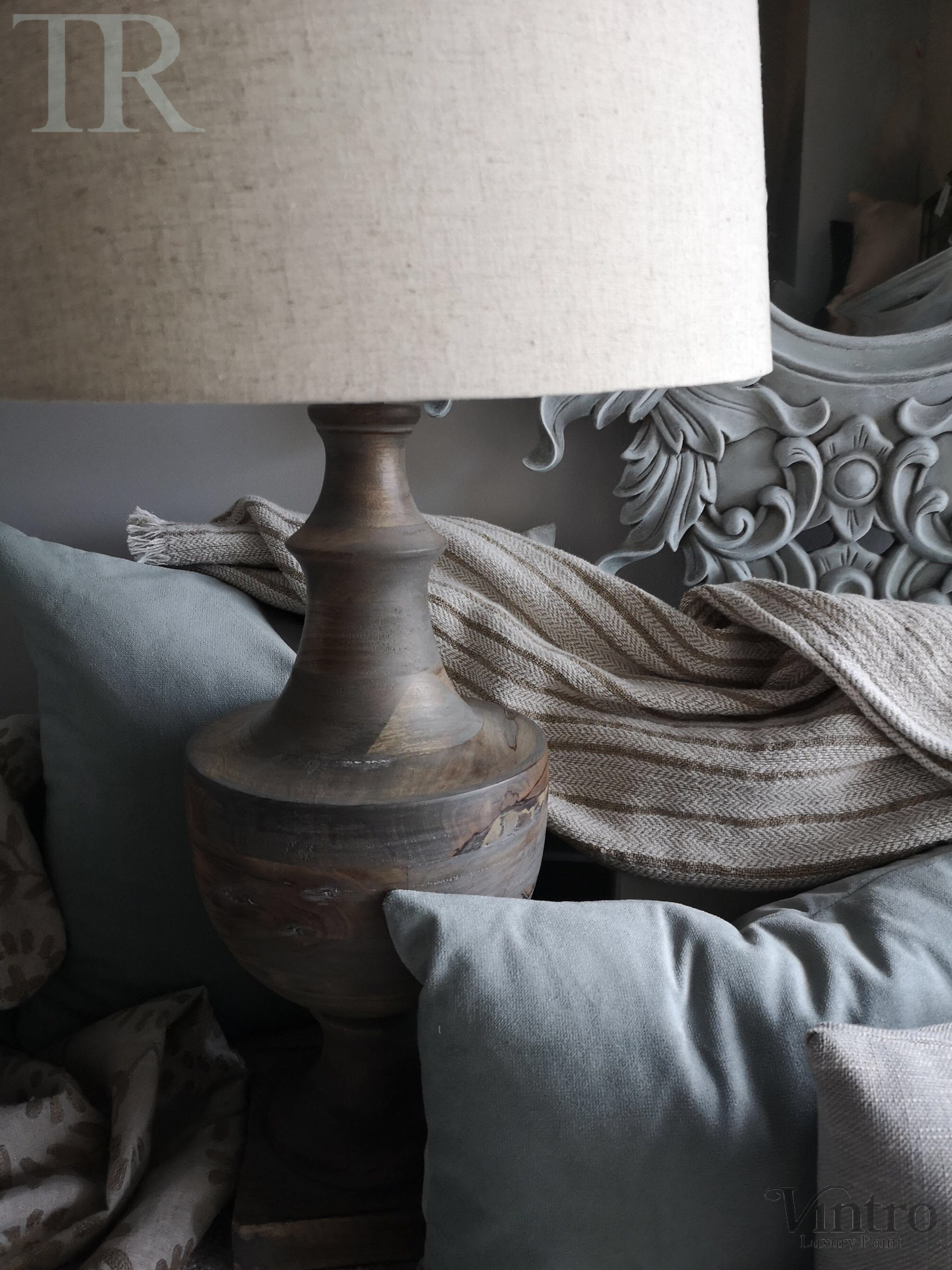 Not For Sale - Giselle: Carved Solid Wood mirror in soft blues.