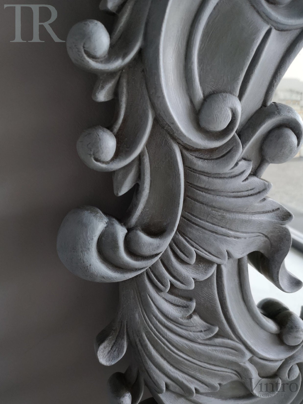 Not For Sale - Giselle: Carved Solid Wood mirror in soft blues.