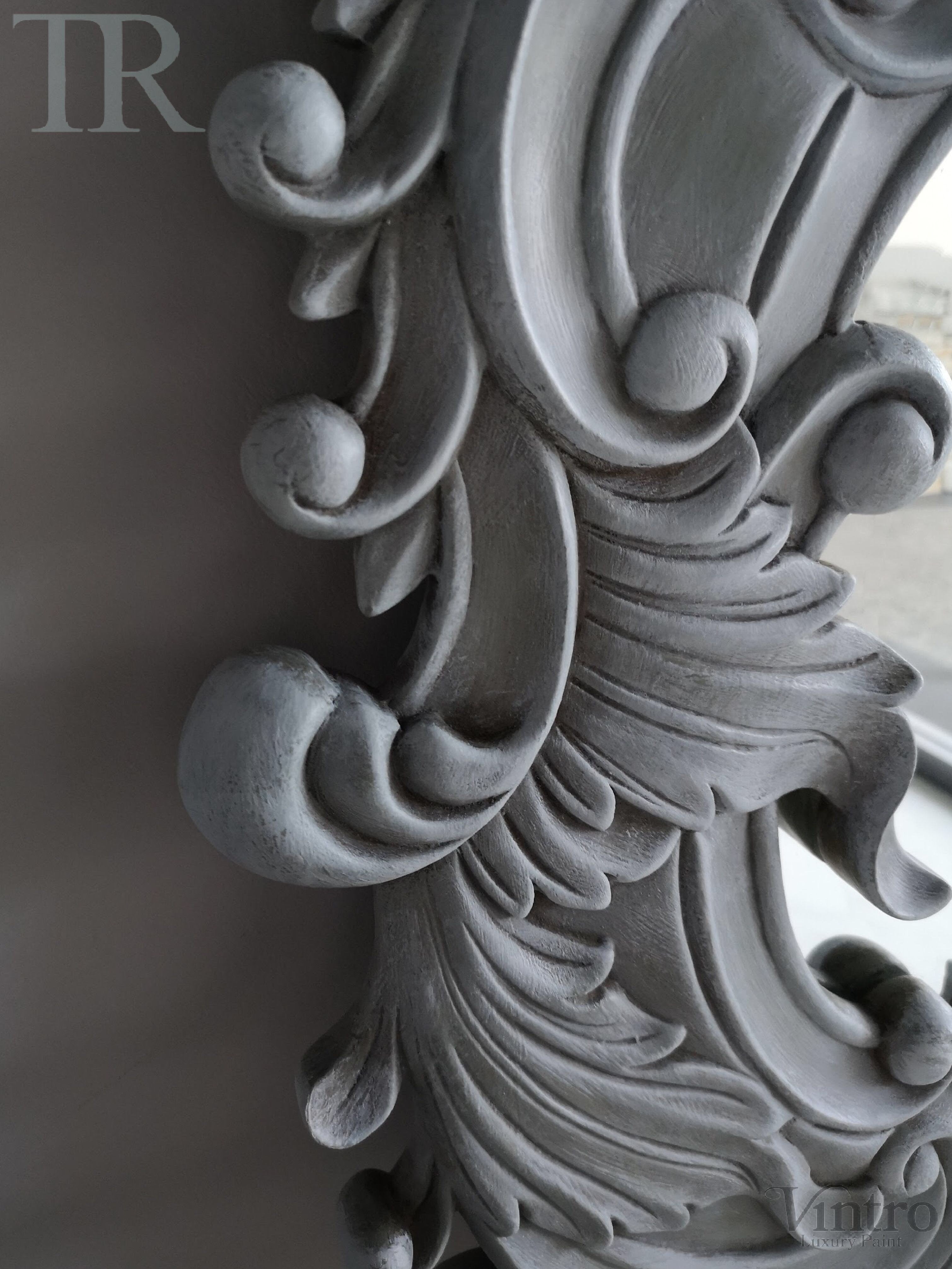 Not For Sale - Giselle: Carved Solid Wood mirror in soft blues.