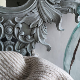 Not For Sale - Giselle: Carved Solid Wood mirror in soft blues.