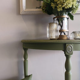 Not For Sale - Annalise: Half round table with a metallic top finish