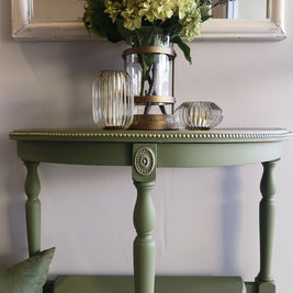 Not For Sale - Annalise: Half round table with a metallic top finish